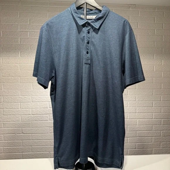 Bundle Travis Mathew Golf Polo Shirt XL Blue Gray Striped Performance Casual Men - Picture 6 of 11